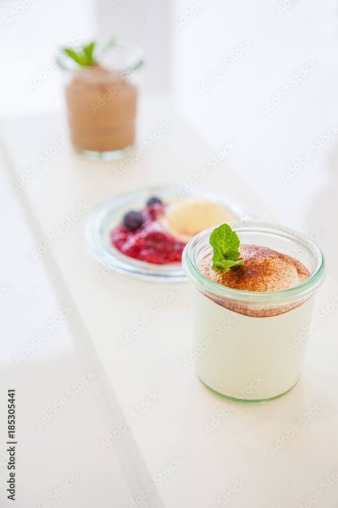Sortiment of three different desserts Sortiment of three different desserts