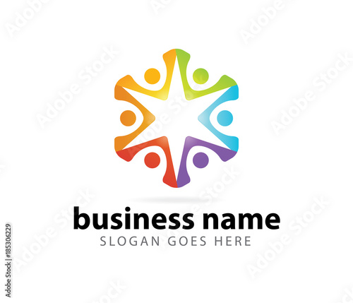 community cooperation leader success achievement vector logo design