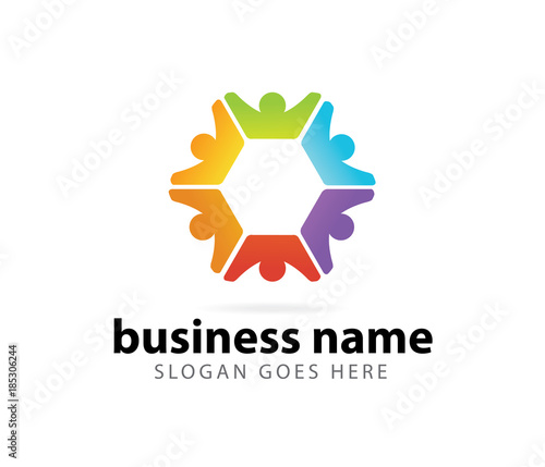 community cooperation leader success achievement vector logo design