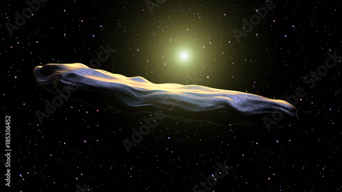 interstellar asteroid confirmed Oumuamua on the galaxy background
