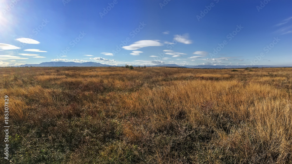 View of Mount Agarmys from the side of the steppe