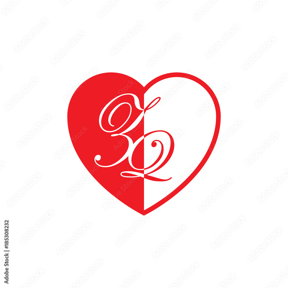 initial two letter love half shape initial two letter love half shape