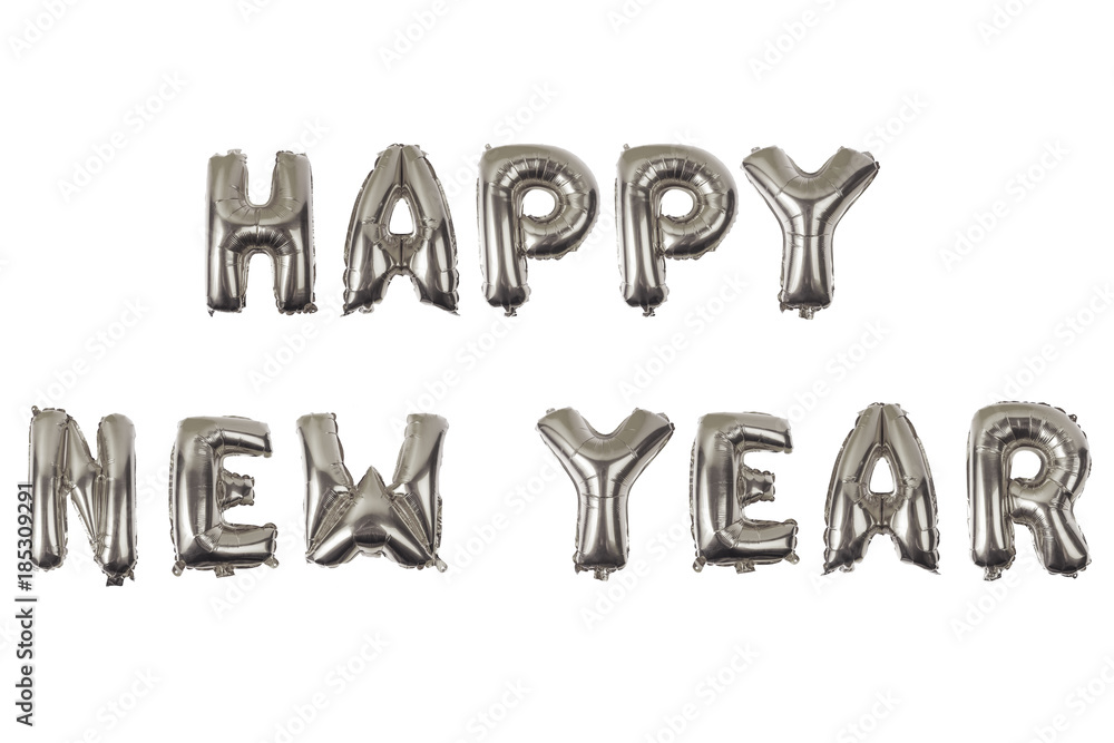 happy new year English alphabet from ) balloons on a white background happy new year English alphabet from ) balloons on a white background