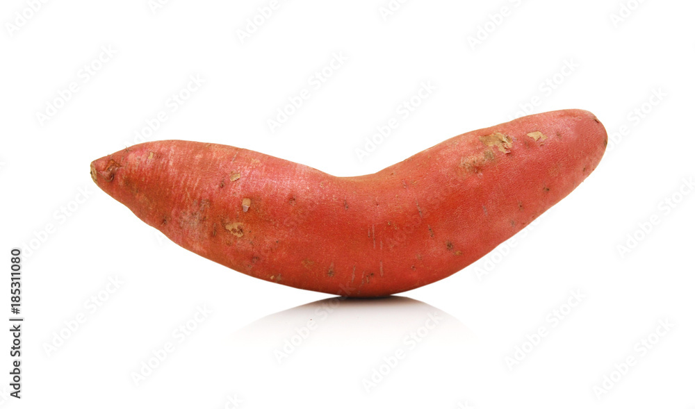 Sweet potatoes on white