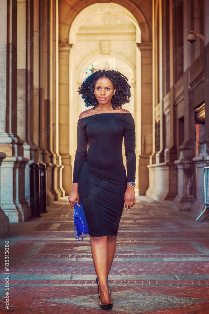 Young Beautiful African American Fashion Model Wearing Black Lace