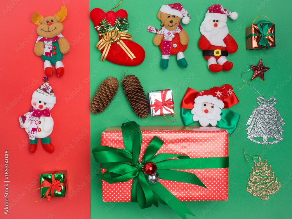 Christmas decoration background over bcolour background, above view with copy space for text .top view composition. Christmas decoration background over bcolour background, above view with copy space for text .top view composition.