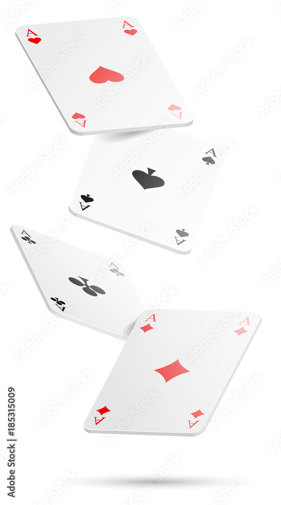 Spielkarten Asse fallend Kasino Poker isoliert Vektor Spielkarten Asse fallend Kasino Poker isoliert Vektor