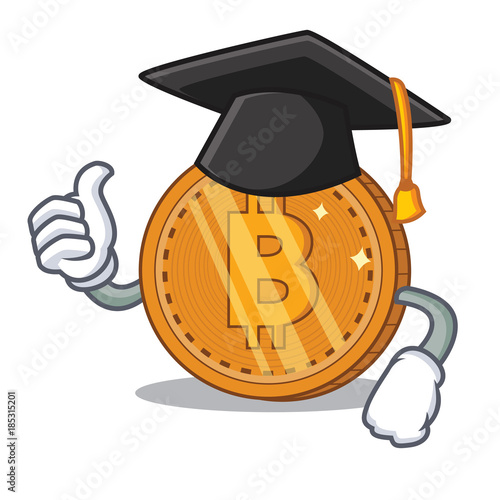 Graduation bitcoin coin character cartoon