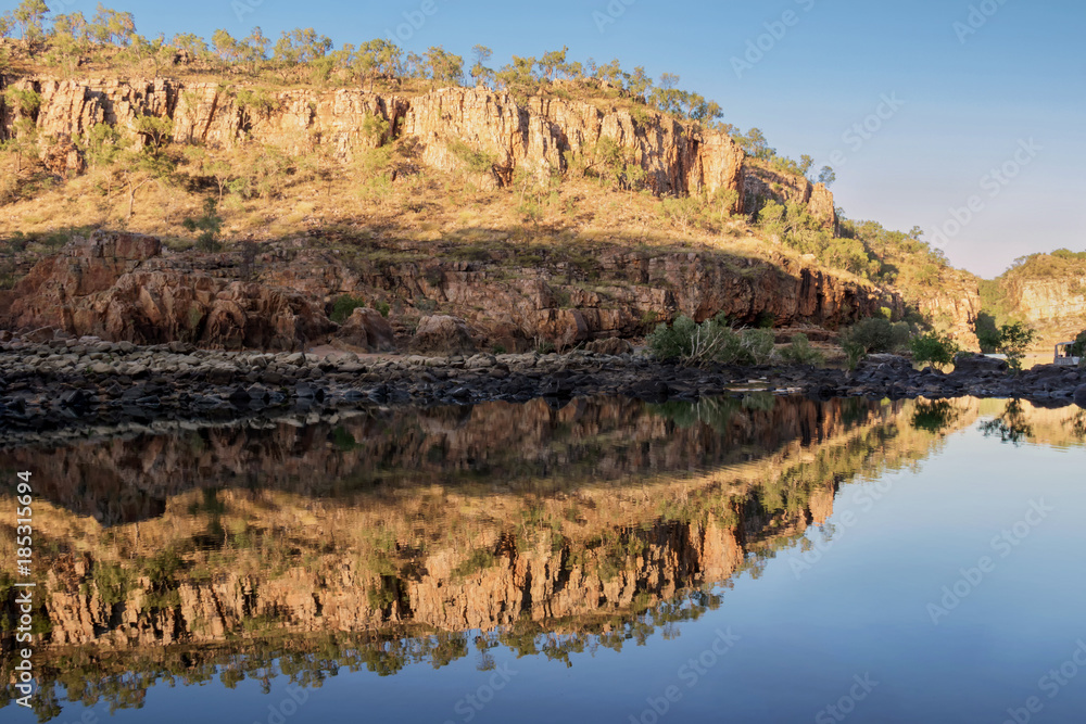 Mirror reflections in river at Katherine Gorge, Nitmiluk, Northern Territory, Australia
