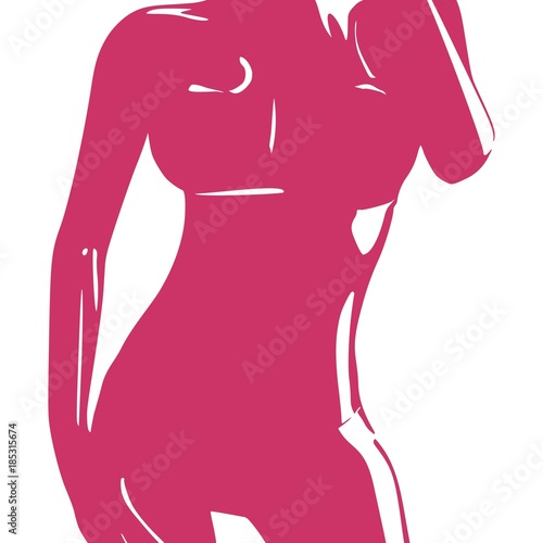 Beautiful sexy fitness girl. Pretty woman wearing swimsuit. Front view.