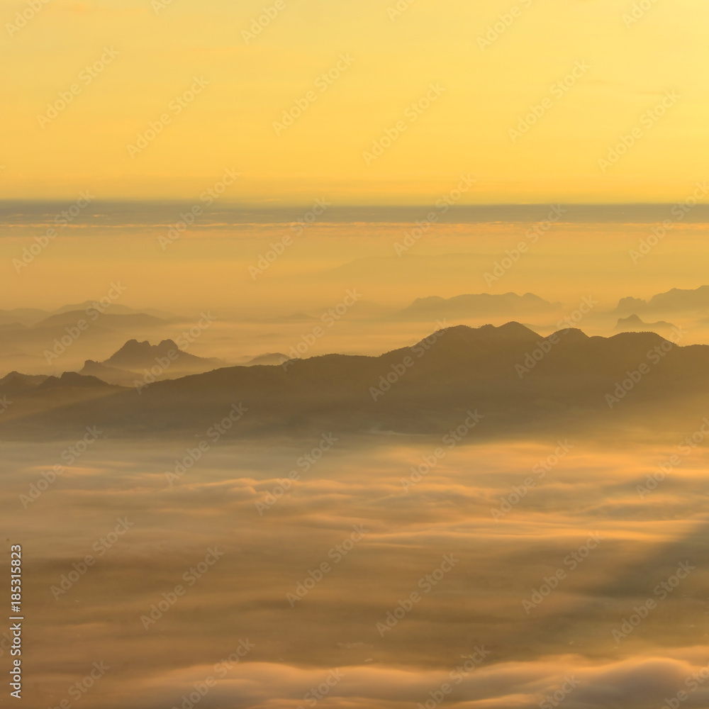 Sea of mist and Sunrise Background. Sea of mist and Sunrise Background.