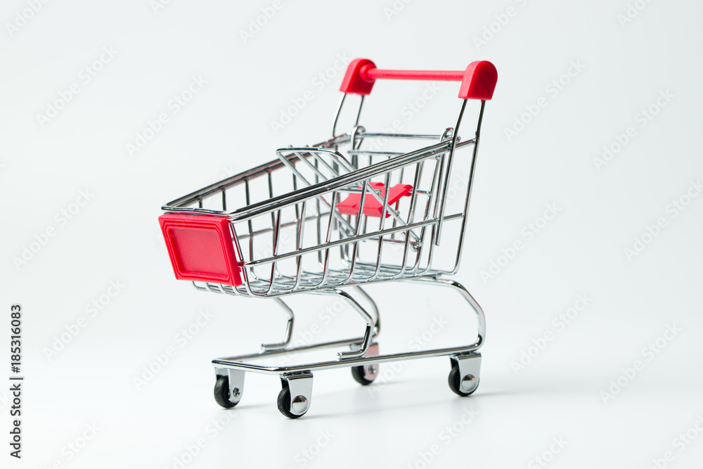 Empty red color shopping cart