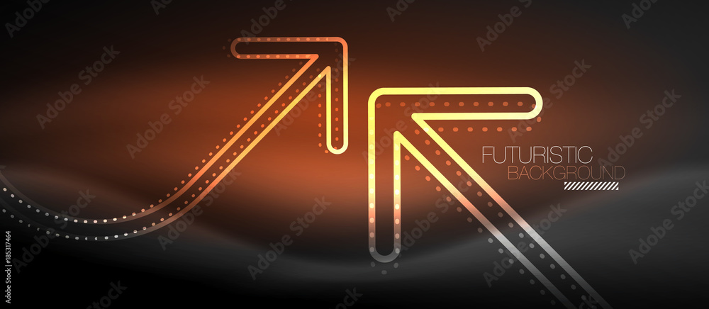 Techno neon glowing arrow background Techno neon glowing arrow background