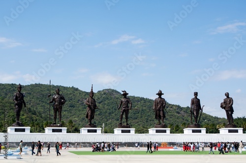 December 17, 2017, PRACHUAPKHIRIKHAN THAILAND, unrecognized persons looking to great kings of Thai Kingdom in Rajabhakti Park, a landmark of travelling destinationin in Southern of Thailand photo