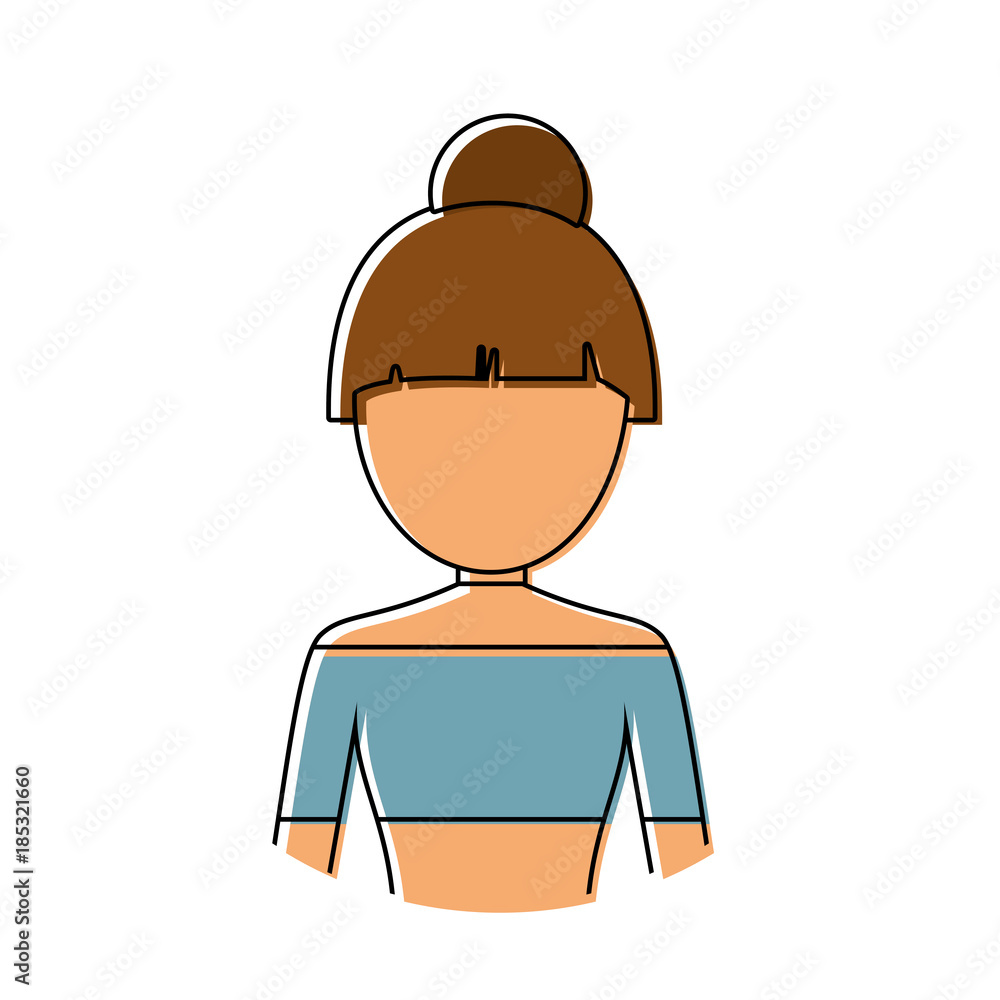 woman  with  bun hairstyle  vector illustration