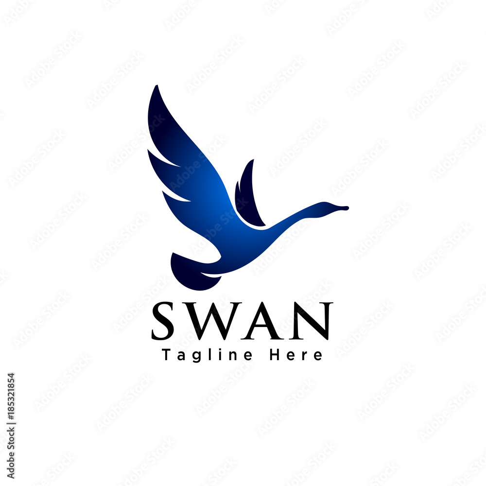 elegant Flying swan bird logo elegant Flying swan bird logo