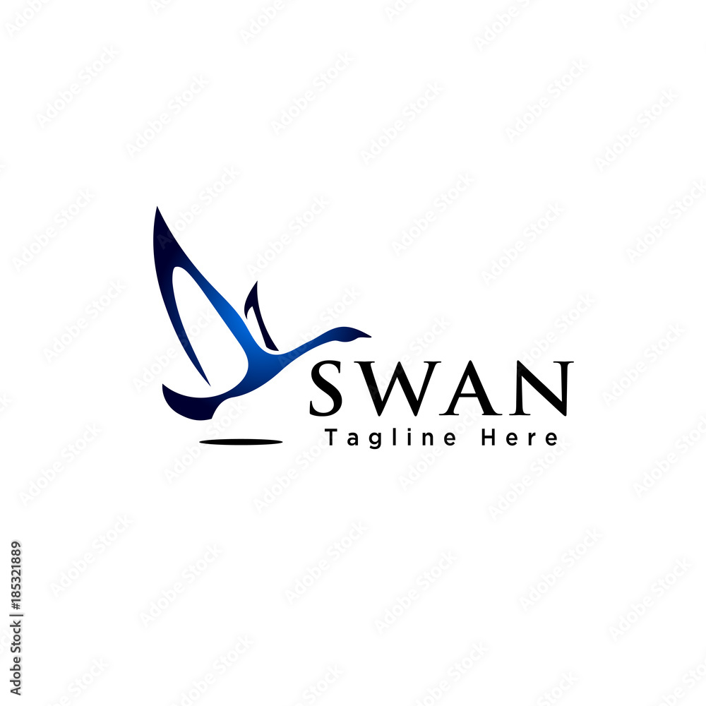 Simple Art Flying swan bird logo Simple Art Flying swan bird logo