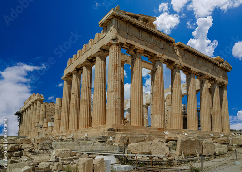parthenon ancient greek temple in greek capital Athens Greece clouds sky
