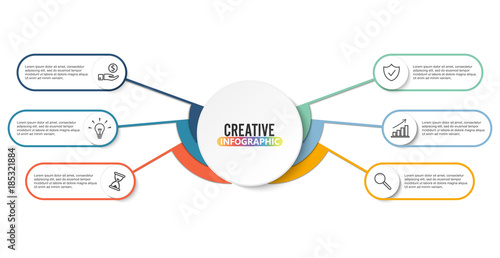 Vector infographic template with 3D paper label, integrated circles. Business concept with options. For content, diagram, flowchart, steps, parts, timeline infographics, workflow layout, chart