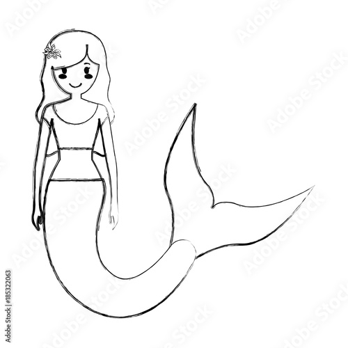 mermaid  with  curly hairtstyle   vector illustration photo