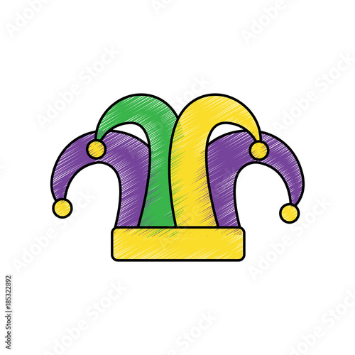 harlequin hat mardi gras carnival icon image vector illustration design  sketch style