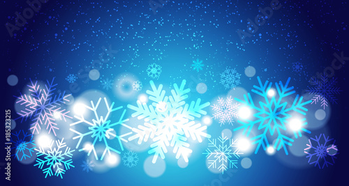 Christmas Background Bokeh Bright Snowflakes Falling Over