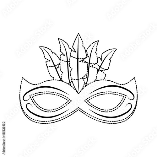 mask decorated carnival accessory icon image vector illustration design black dotted line