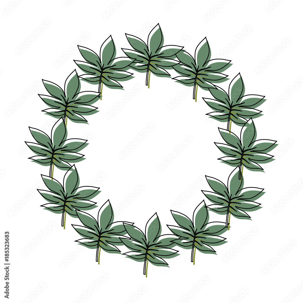round frame with leaves  vector illustration