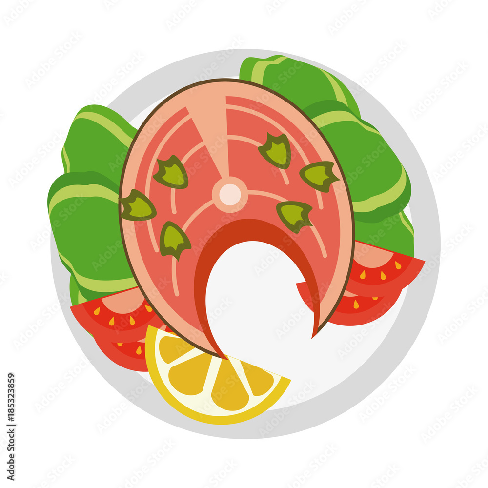 Fish and salad seafood Fish and salad seafood
