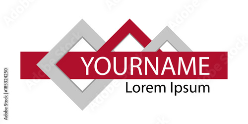 Logo with three part abstract elements. Geometric frame. Vector illustration.