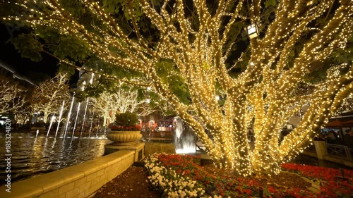 Glendale, DEC 16: 4K night video of the great Christmas lights at the shopping mall on DEC 16, 2017 at Glendale, Los Angeles County, California photo