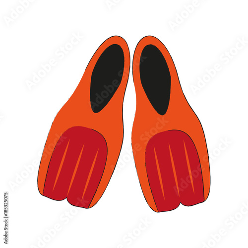Diving fins isolated