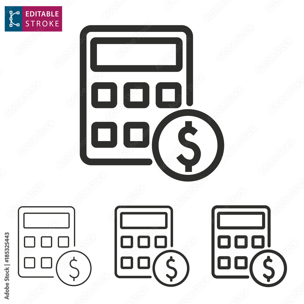 Calculator line vector icon. Editable stroke. Calculator line vector icon. Editable stroke.