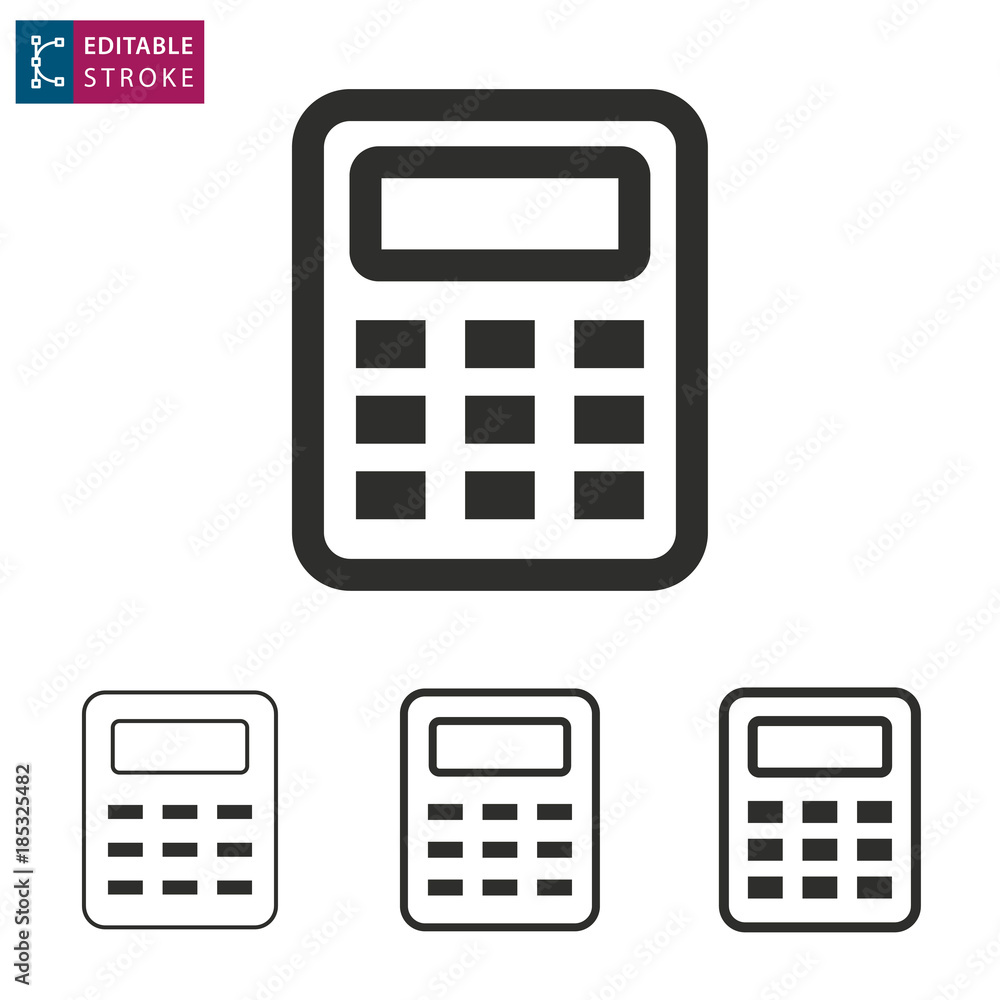 Calculator line vector icon. Editable stroke. Calculator line vector icon. Editable stroke.