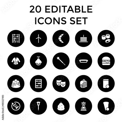 Traditional icons. set of 20 editable filled traditional icons