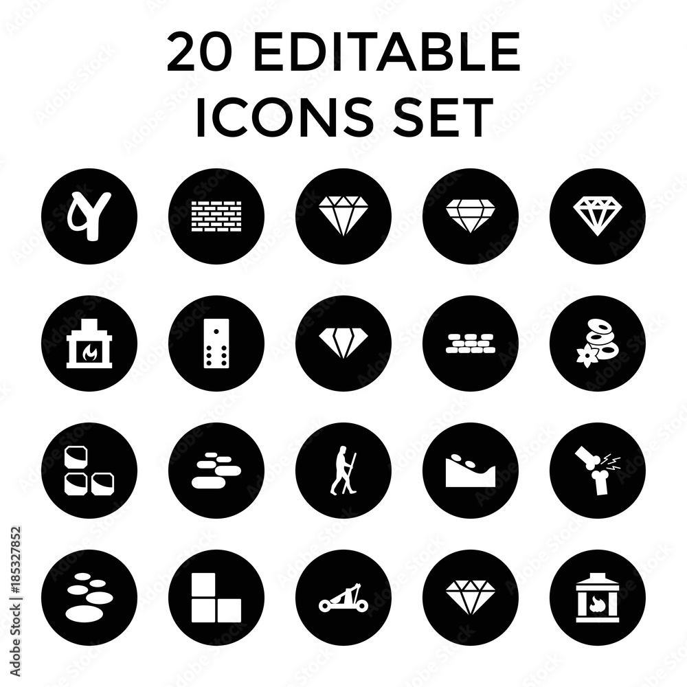 Stone icons. set of 20 editable filled stone icons Stone icons. set of 20 editable filled stone icons
