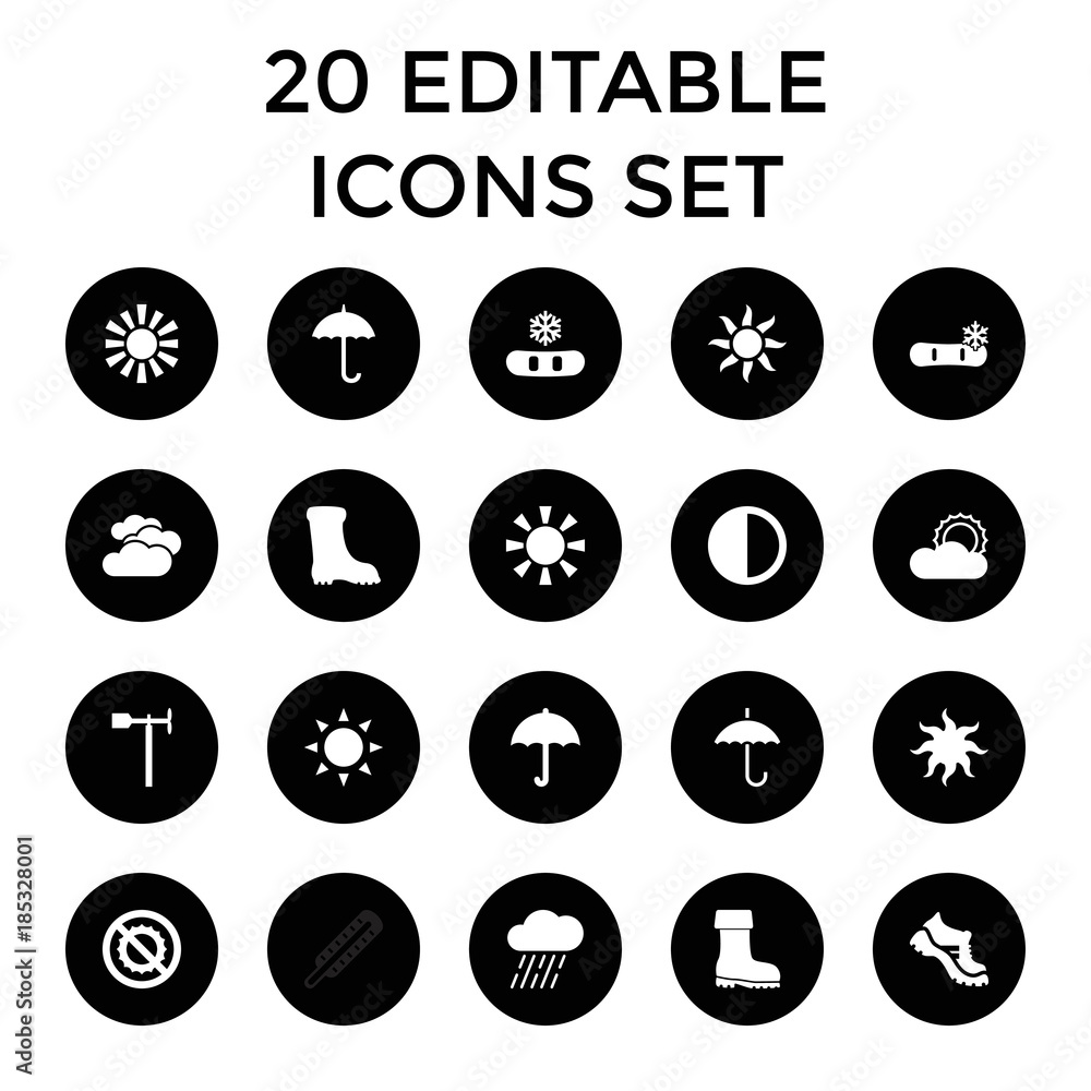 Weather icons. set of 20 editable filled weather icons Weather icons. set of 20 editable filled weather icons