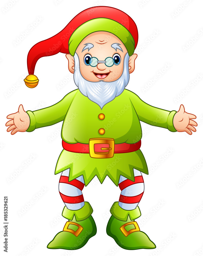 Cartoon happy christmas old elf Cartoon happy christmas old elf