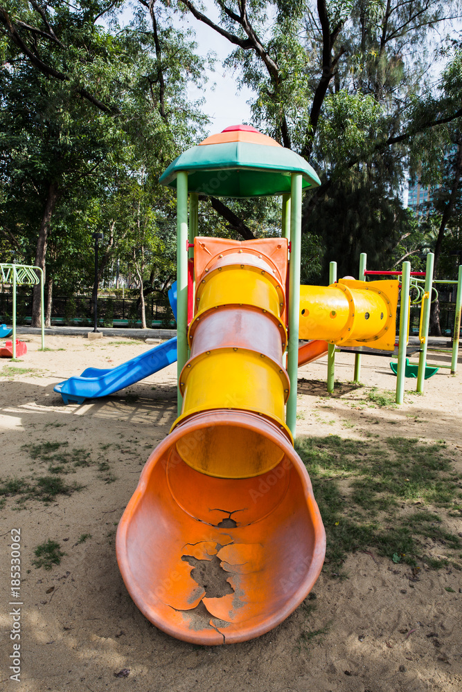 Colorful playground in city park