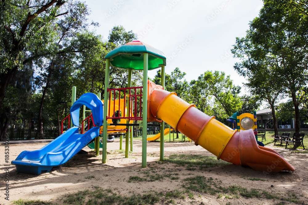 Colorful playground in city park