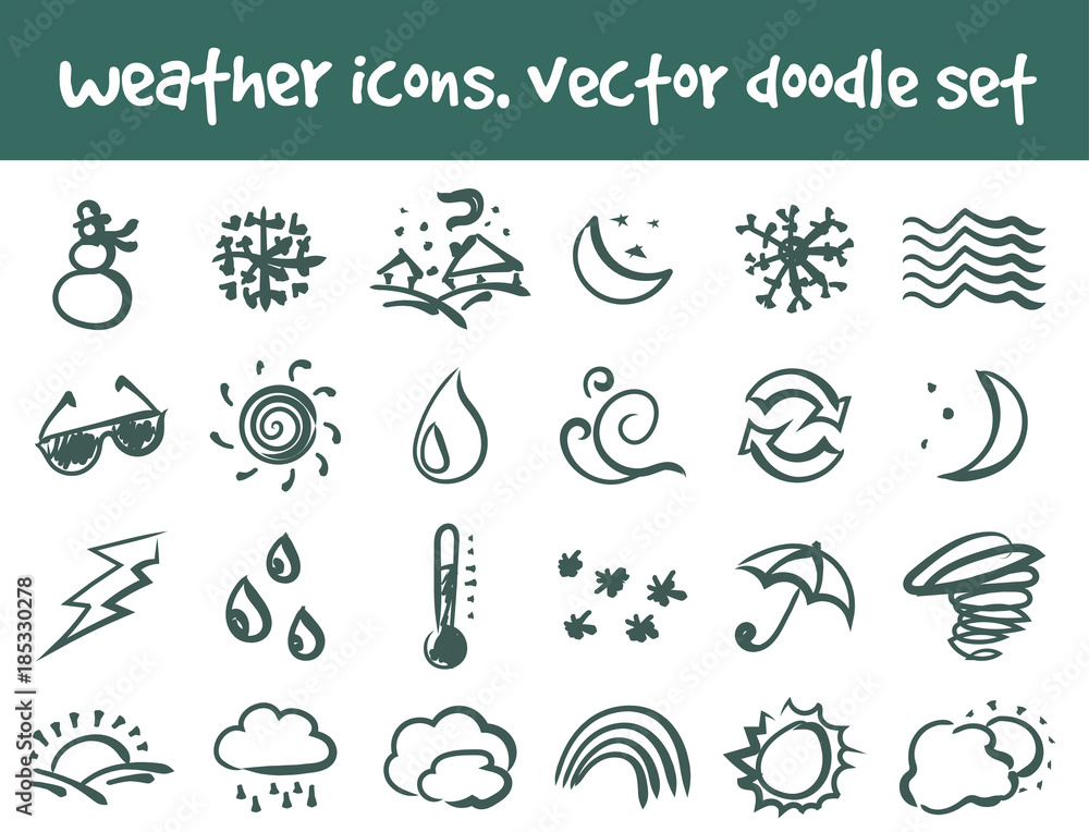 Obraz premium vector doodle weather icons set