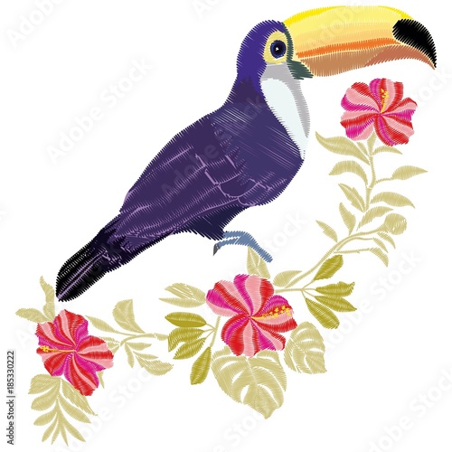 Toucan embroidery, illustration, vector, bird