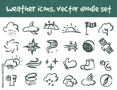vector doodle weather icons set