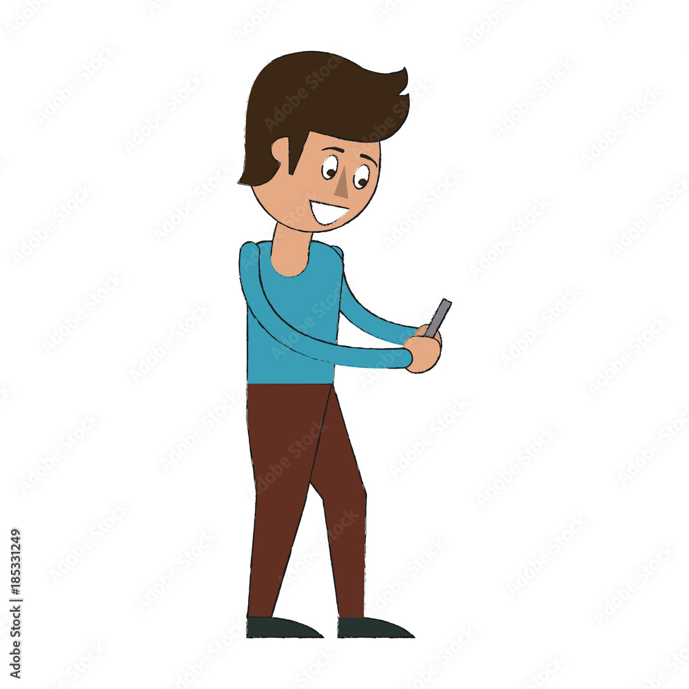 Man with smartphone cartoon Man with smartphone cartoon