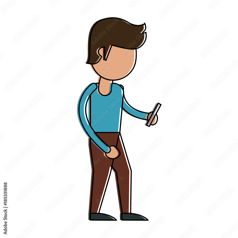Man with smartphone cartoon icon vector illustration graphic design Man with smartphone cartoon icon vector illustration graphic design