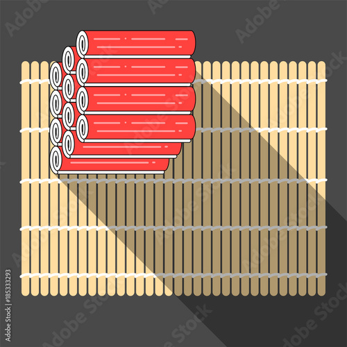 Heap of crab stick on the makisu