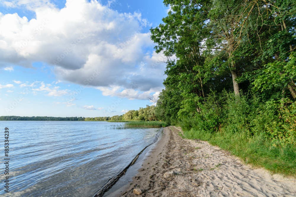 colorful lake river in countryside in summer