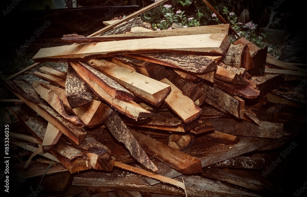 Pile of wood for home decoration.