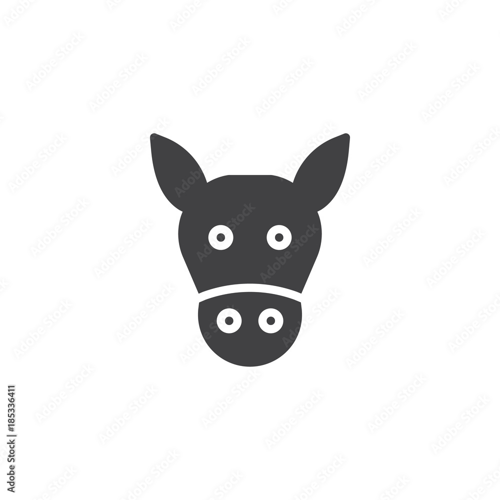 Donkey head icon vector, filled flat sign, solid pictogram isolated on white. Symbol, logo illustration.
