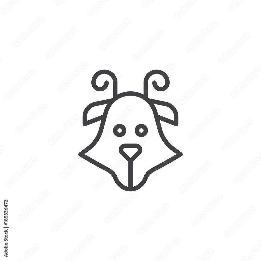 Goat head line icon, outline vector sign, linear style pictogram isolated on white. Symbol, logo illustration. Editable stroke Goat head line icon, outline vector sign, linear style pictogram isolated on white. Symbol, logo illustration. Editable stroke